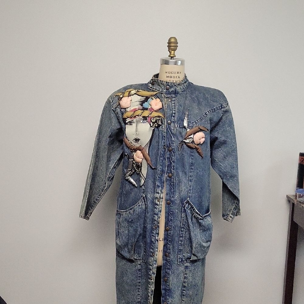 Varod 1980's Distressed Denim Duster. Vintage, Purchashed In Palm Springs. S/M